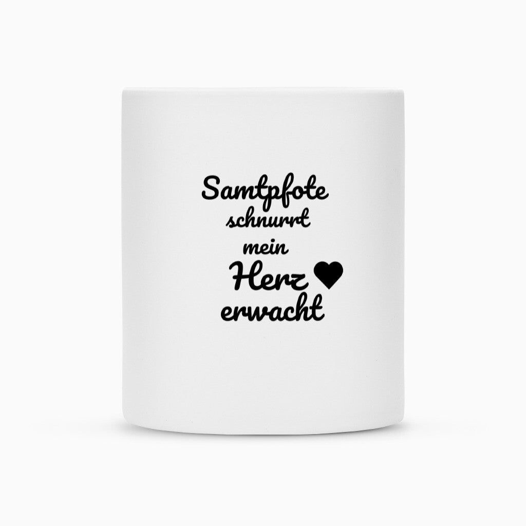 Samtpfote, Katzenspruch Tasse, perfektes Geschenk für Katzenfreunde und Liebhaber, Herz und Katze vereint