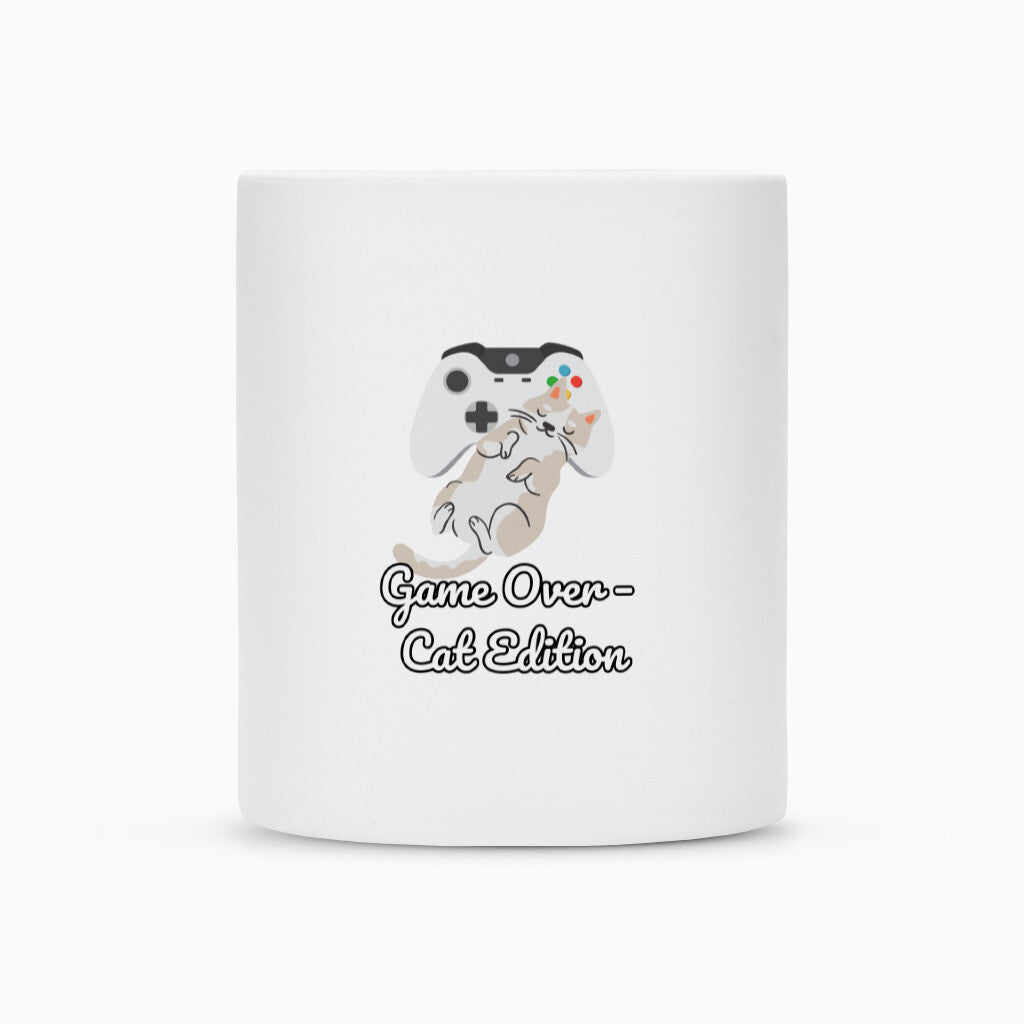 Tasse für Gamer mit Katze, Game over Tasse, Geschenk für Freunde der Katze und des Spiels