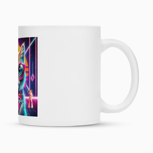 Retro Tasse mit Katzenmotiv, 80iger Jahre, bunte Tasse, perfektes und bestes Geschenk