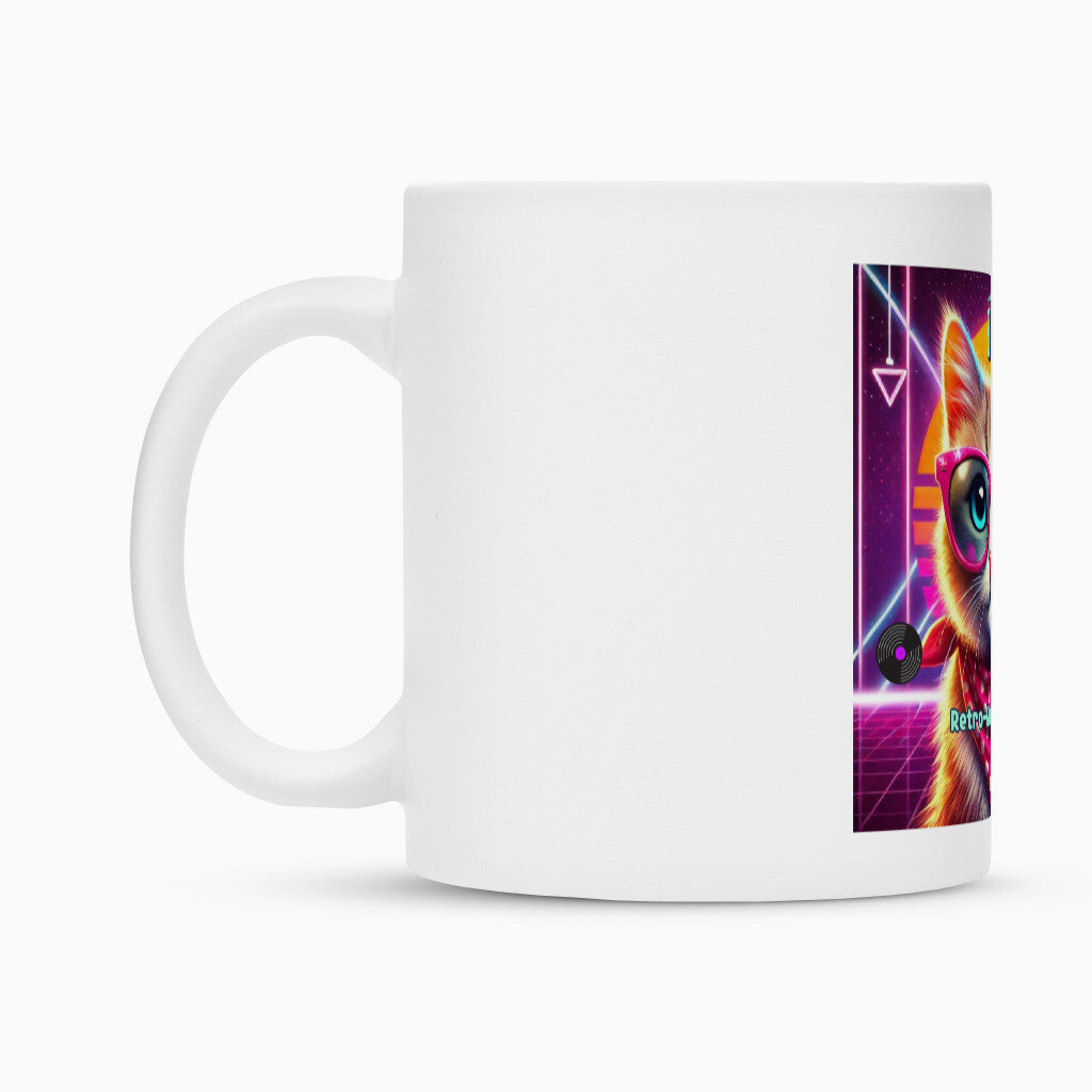 Retro Tasse mit Katzenmotiv, 80iger Jahre, bunte Tasse, perfektes und bestes Geschenk