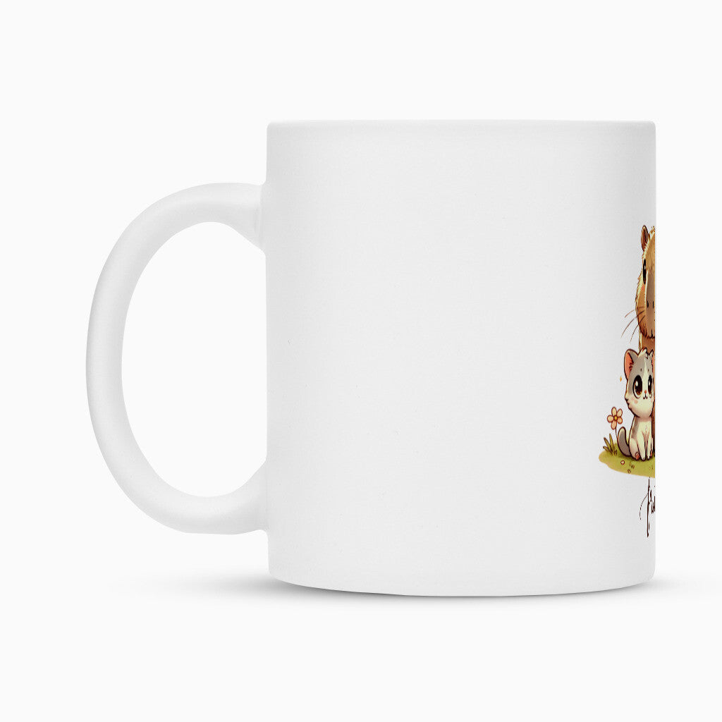 süße Tasse mit Capybara und Katze, Freunde Tasse zu Verschenken geeignet, Katzenmotiv