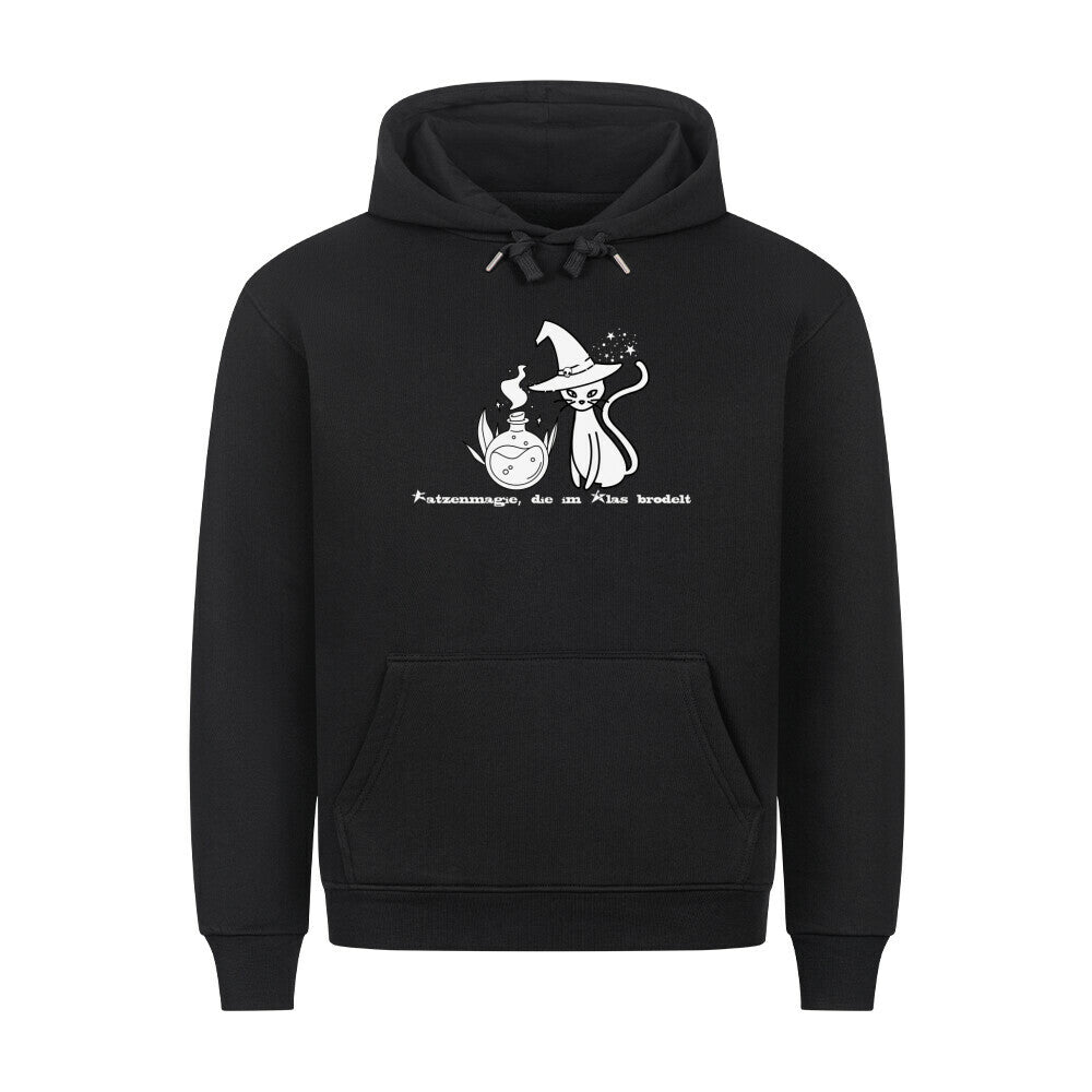 Katzen Magie Hoodie, schwarz, lustiges Motiv und Spruch