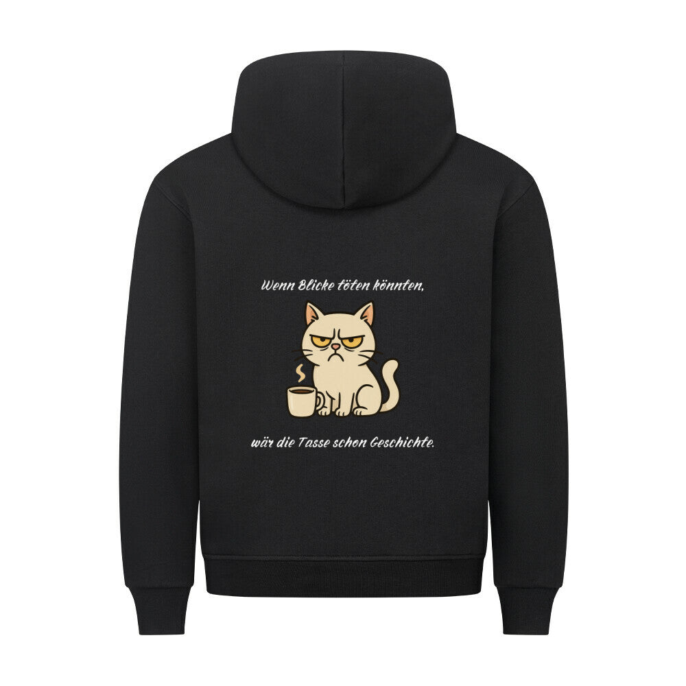 Lustiges Katzenmotiv, Hoodie, in schwarz, ideales Geschenk für Katzenliebhaber, Katze, Morgenmuffel