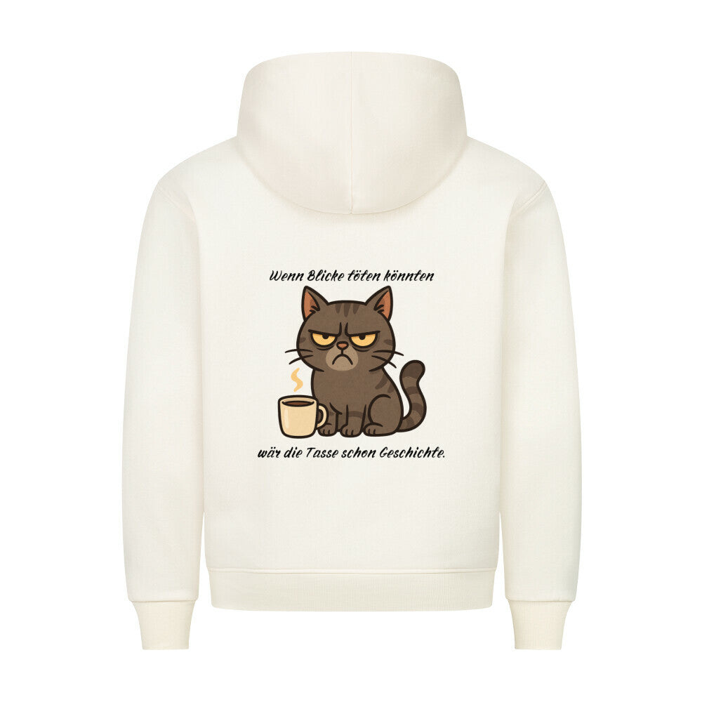 Lustiges Katzenmotiv, Hoodie, in beige, ideales Geschenk für Katzenliebhaber, Katze, Morgenmuffel