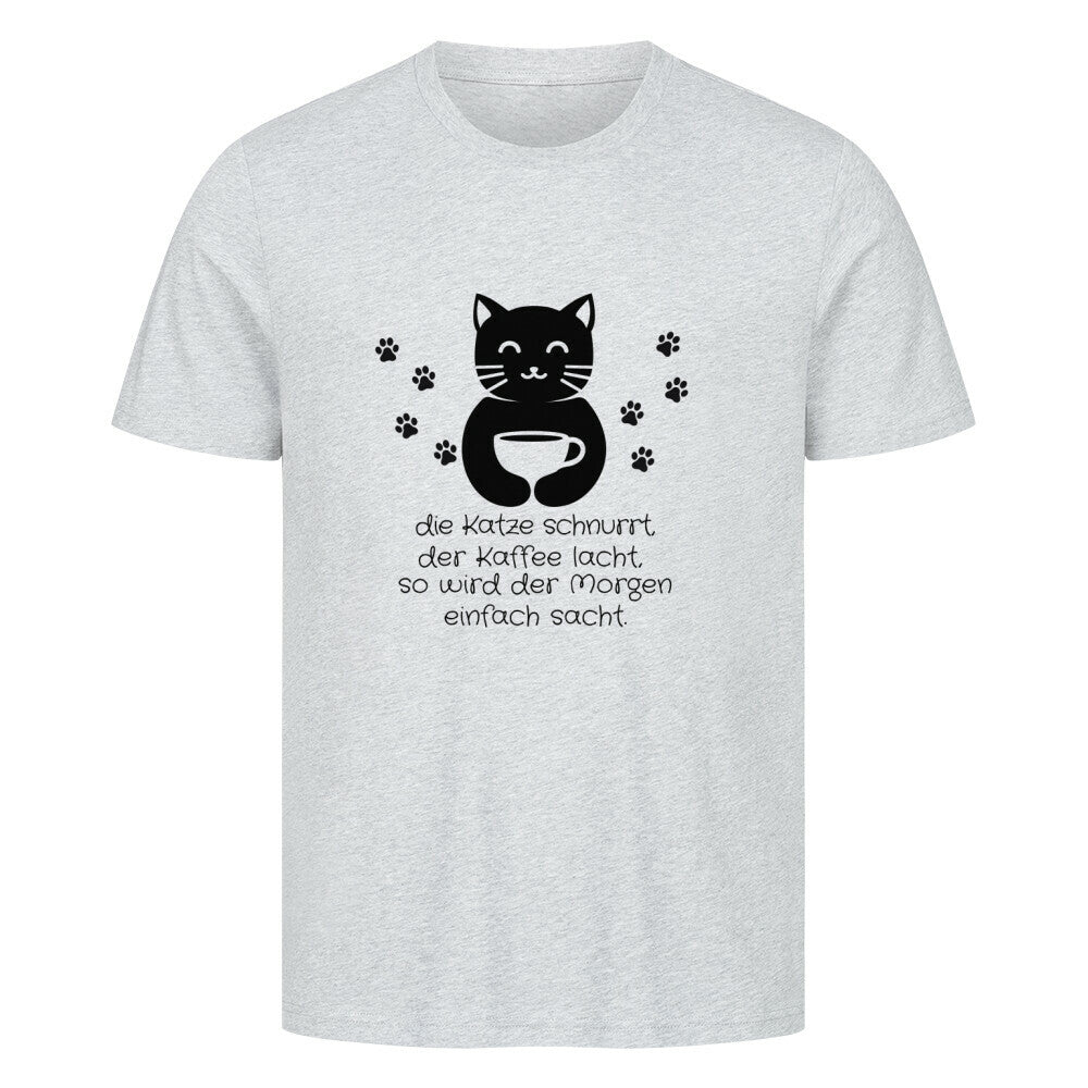 Katze und Kaffee -Shirt in grau, Katzenliebhaber, ideales Geschenk