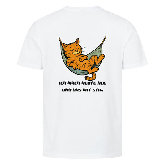 Lustiges Katzenmotiv, T-Shirt in weiß, Nix machen, für Katzenfreunde