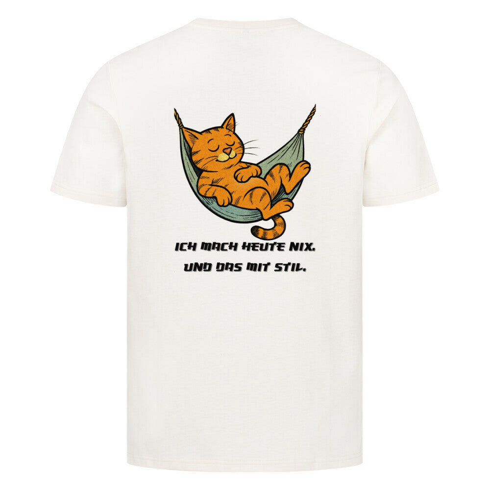 Lustiges Katzenmotiv, T-Shirt in beige, Nix machen, für Katzenfreunde