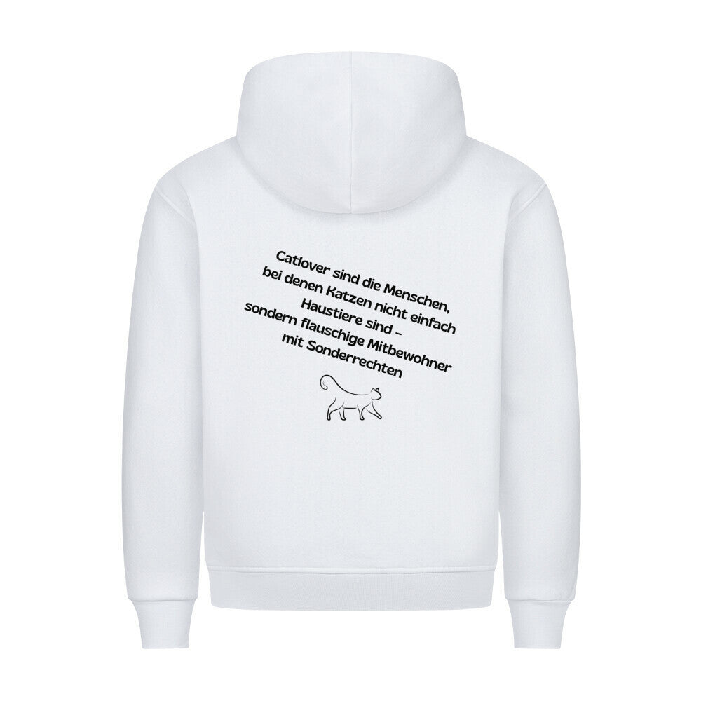 Katzen sind Mitbewohner, Hoodie in weiß, toller Katzenspruch mit Motiv für Katzenfans