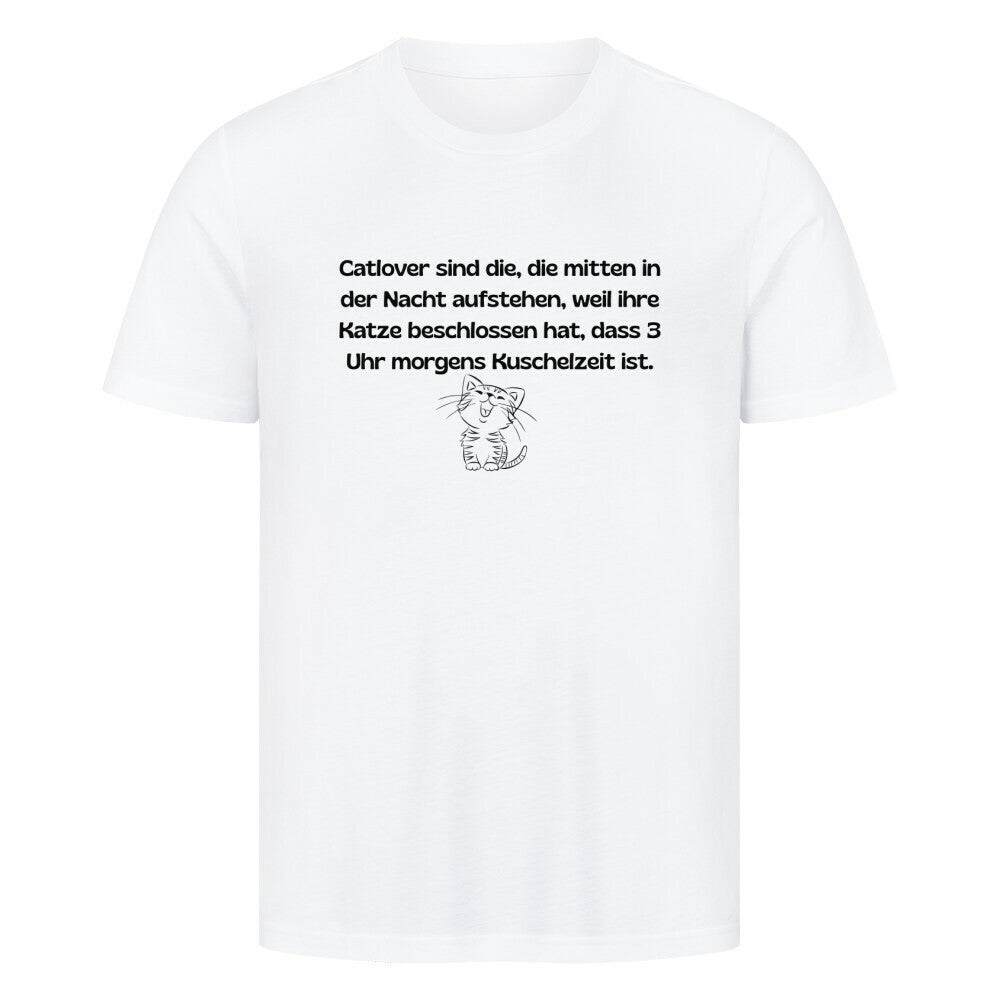 T-Shirt in weiß mit Katzemotiv und Spruch, für Katzenfans und Katzenfreunde