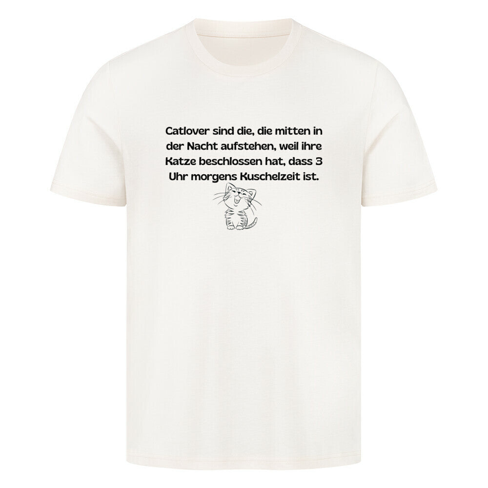 T-Shirt in beige mit Katzemotiv und Spruch, für Katzenfans und Katzenfreunde