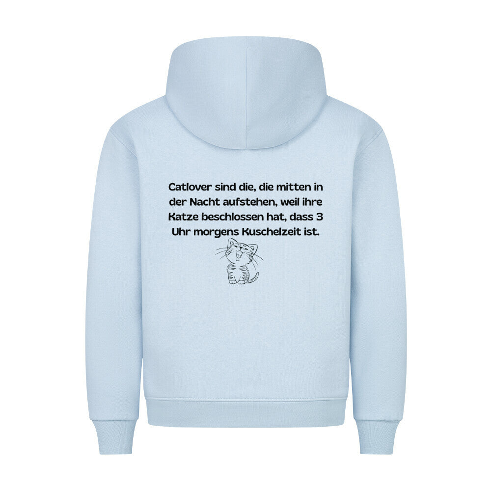 Catlover Hoodie in blau, für Katzenfreunde,  Lustiger Katzenspruch