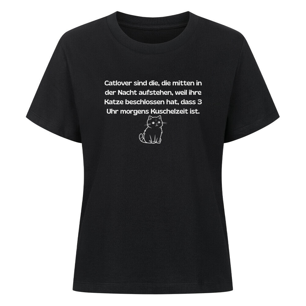 T-Shirt für Frauen mit Katzenmotiv, in schwarz Lustiger Katzenspruch, Catlover sind....