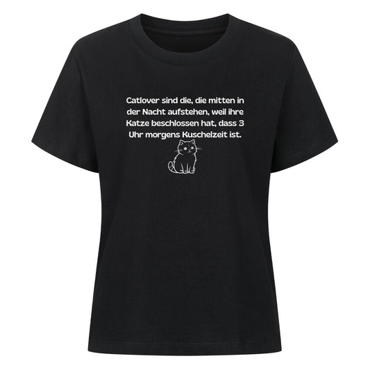 T-Shirt für Frauen mit Katzenmotiv, in schwarz Lustiger Katzenspruch, Catlover sind....