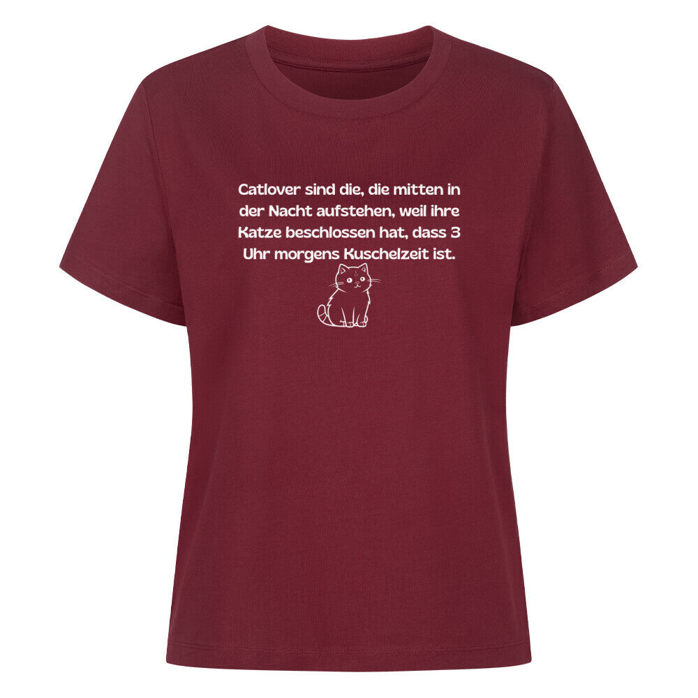 T-Shirt für Frauen mit Katzenmotiv, in rot Lustiger Katzenspruch, Catlover sind....