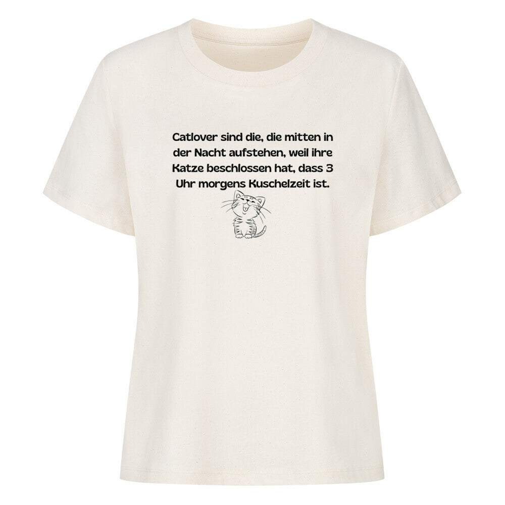 T-Shirt für Frauen mit Katzenmotiv, in beige Lustiger Katzenspruch, Catlover sind....