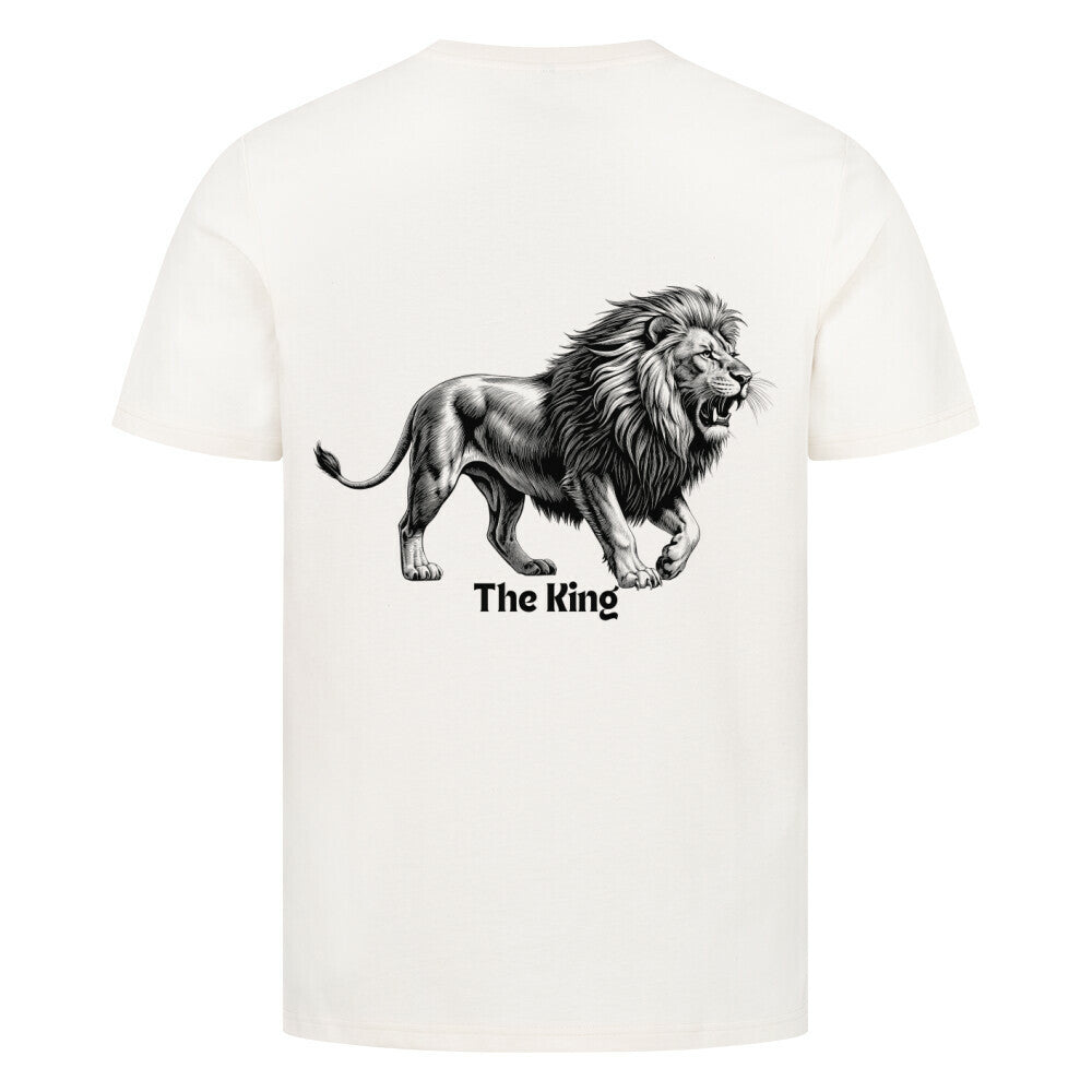 The King T-shirt in beige, mit einem Löwen, für alle wilden Katzenfans