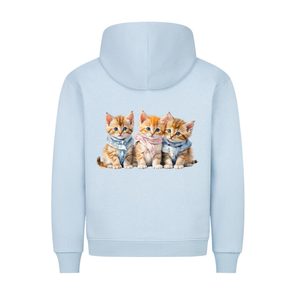 Kitty Hoodie in blau, mit Katzenmotiv, für echte Katzenfans, niedliche Kaetzchen