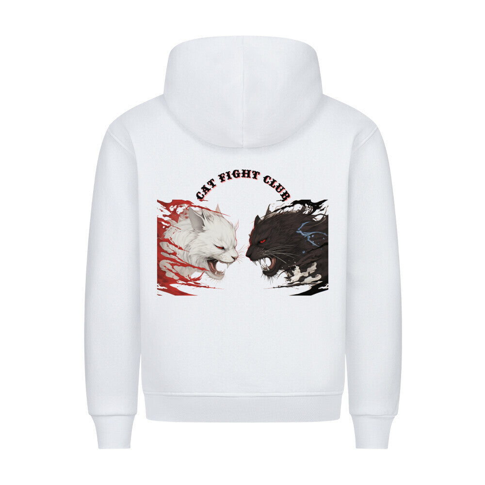 Fight Club, Hoodie in weiß, mit Katzenmotiv, für echte Katzenfreunde