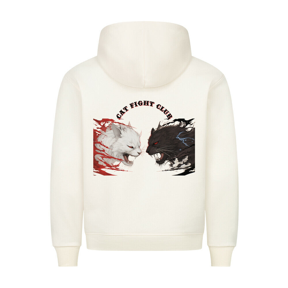 Fight Club, Hoodie in Beige, mit Katzenmotiv, für echte Katzenfans und Katzenfreunde, Tierdruck