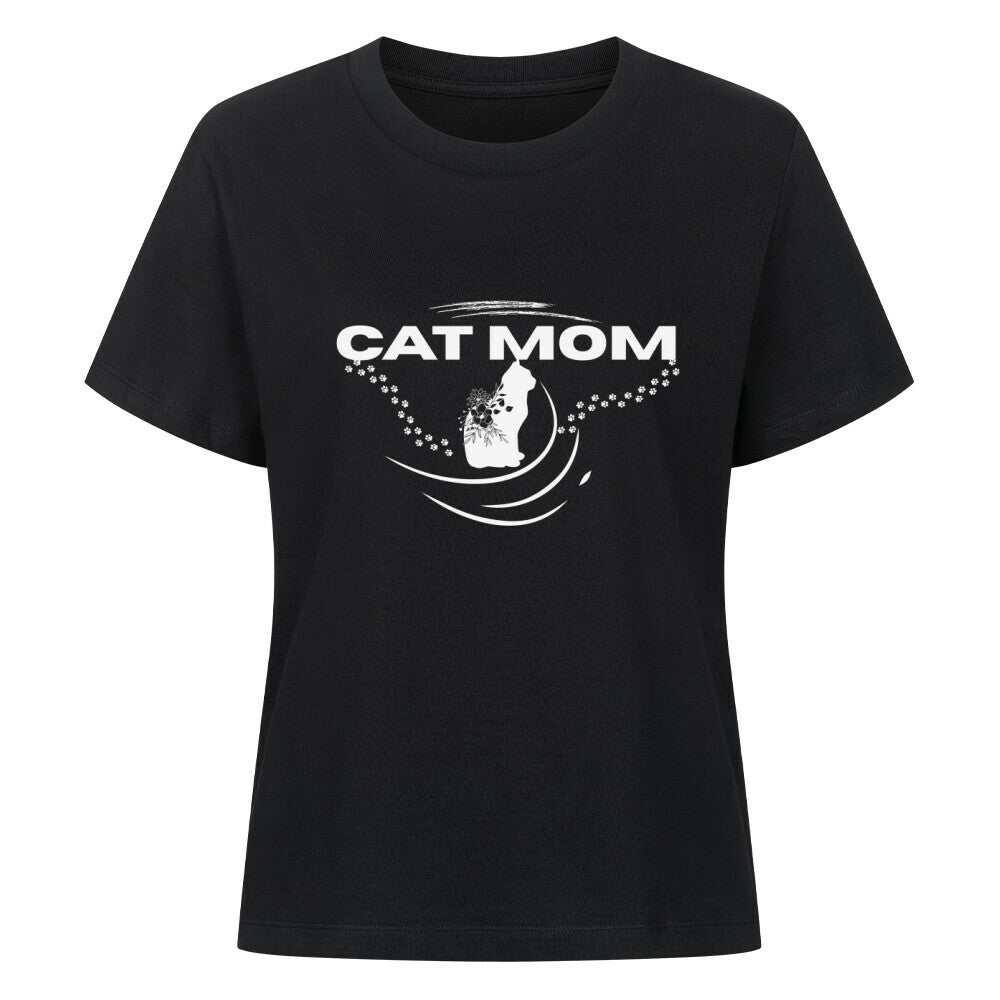 Frauen T-Shirt in schwarz mit Katzenmotiv, Cat MOM