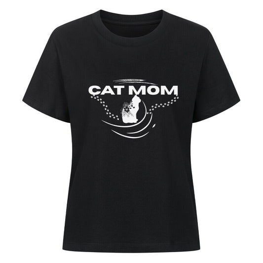 Frauen T-Shirt in schwarz mit Katzenmotiv, Cat MOM