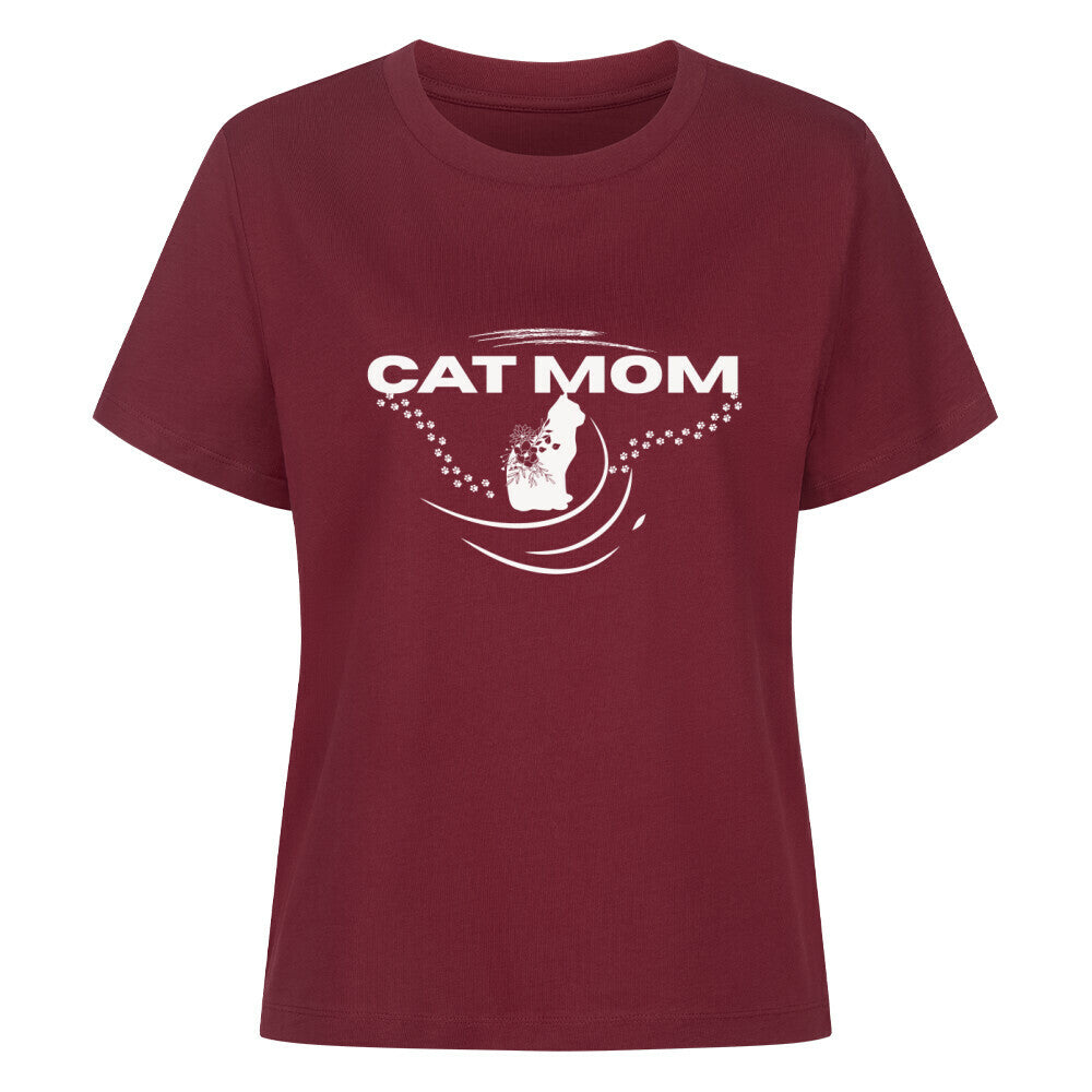 Frauen T-Shirt in rot mit Katzenmotiv, Cat MOM