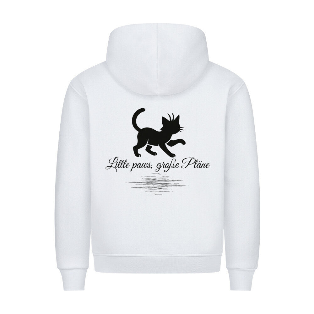 Lustiges Katzenmotiv, weißer Hoodie, große Pläne,