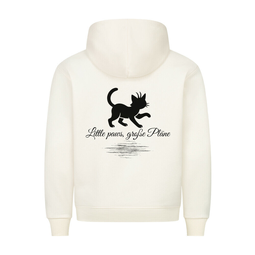 Lustiges Katzenmotiv, große Pläne,  Hoodie in Beige, große Pläne,