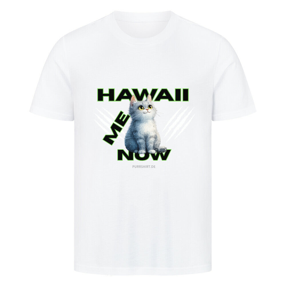 Hawaii T-Shirt in weiß, mit lustigen Katzenmotiv,  für Katzen- Freunde