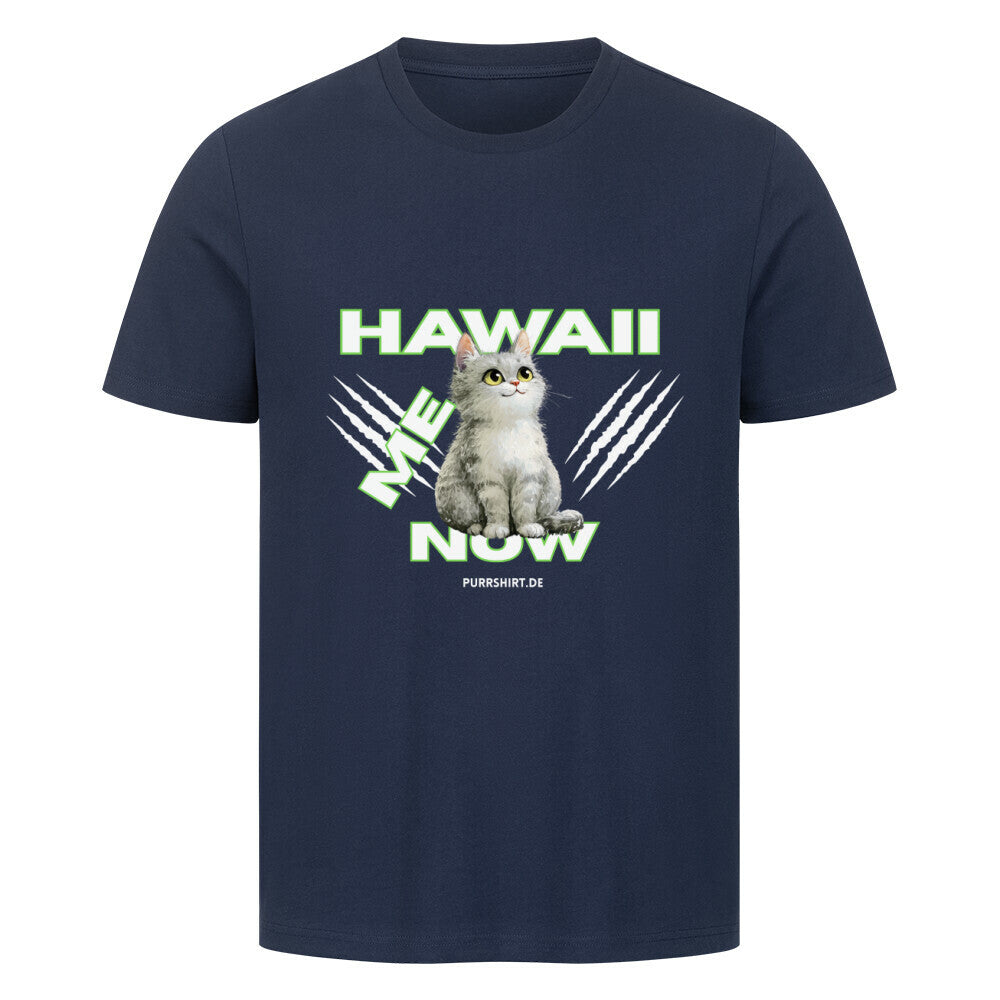 Hawaii T-Shirt in Blau, mit lustigen Katzenmotiv,  für Katzen- Freunde