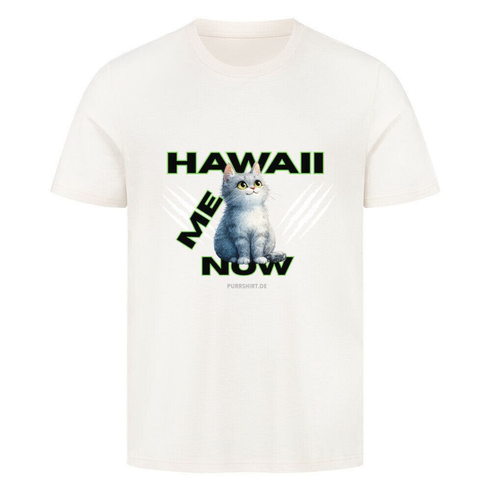 Hawaii T-Shirt in Beige, mit lustigen Katzenmotiv,  für Katzen- Freunde