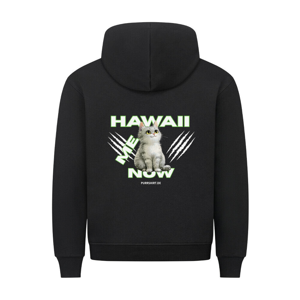 Hoodie mit Hawaii Katzenmotiv, schwarzer Hoodie, lustiges Katzendesign