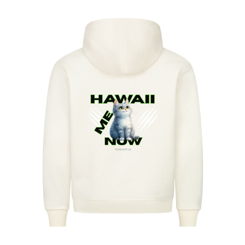 Hoodie mit Hawaii Katzenmotiv, lustiges Katzendesign in Beige