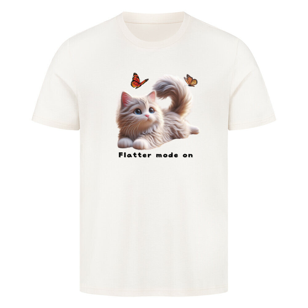 süßes Katzenmotiv, beiges  T-shirt, für Katzenfans