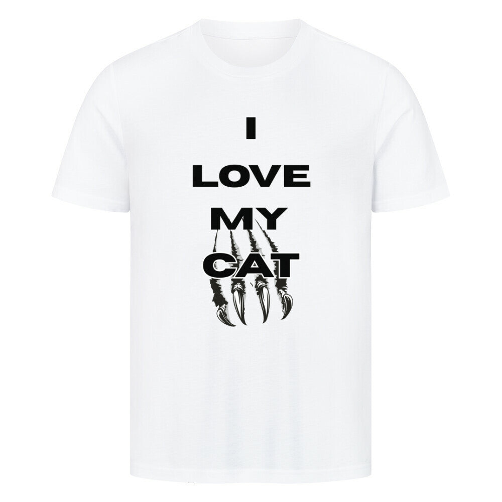 I Love, Katzenmotiv T-Shirt in weiß, purrshirt, Katzendesign für Katzenfreunde