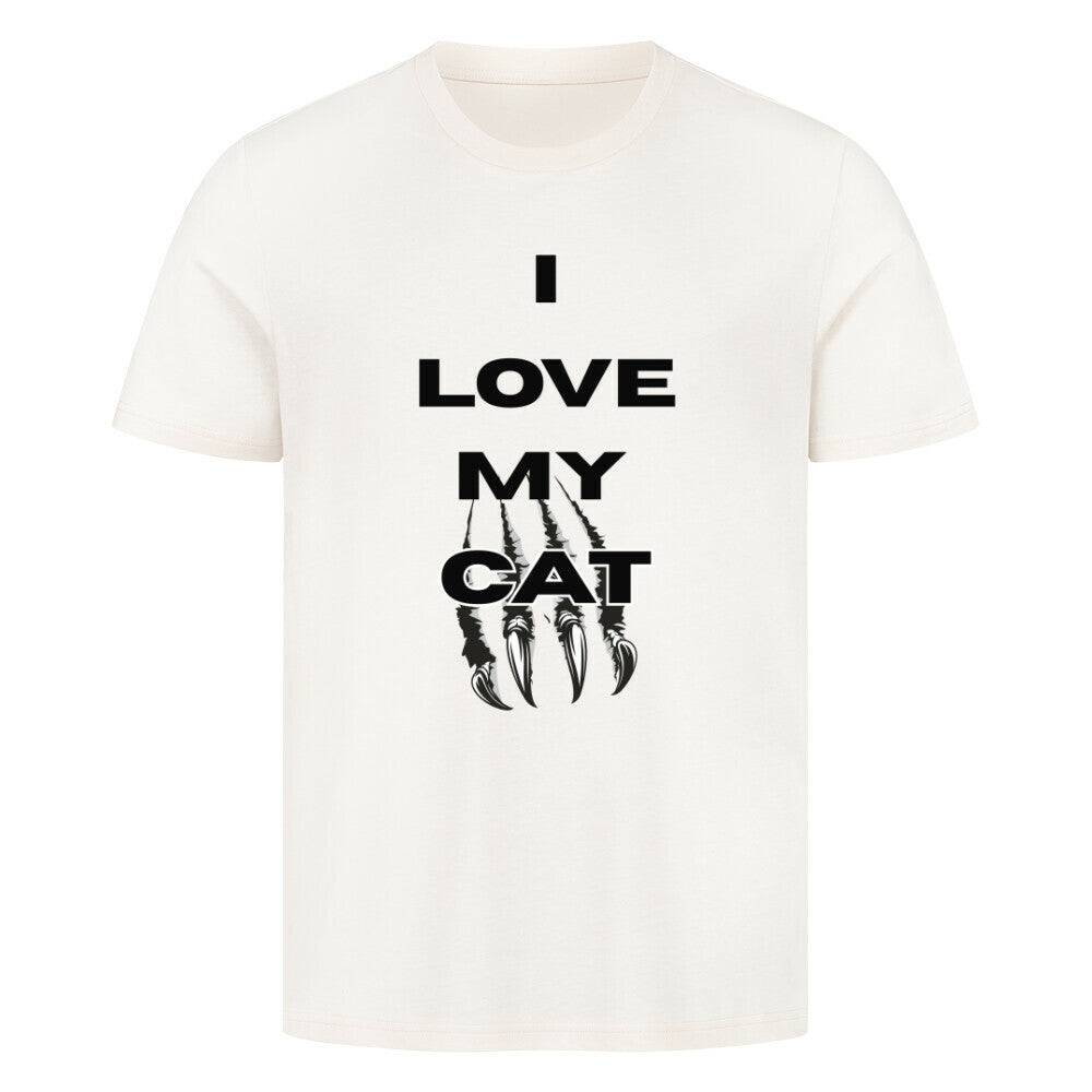 I Love, Katzenmotiv T-Shirt in beige, purrshirt, für Katzenfans