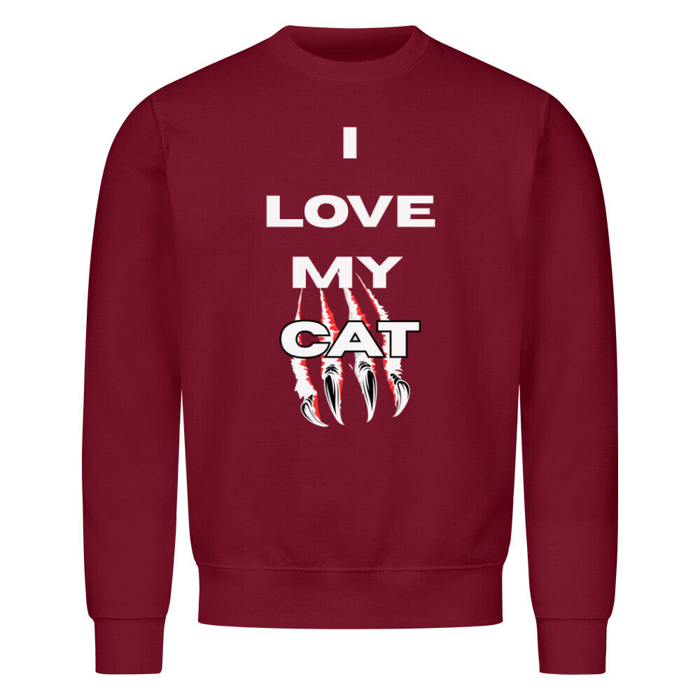 I Love, Cat, Katze, rotes Sweatshirt, für Männer und Frauen, langärmelig, für Frühling, Herbst und Winter,