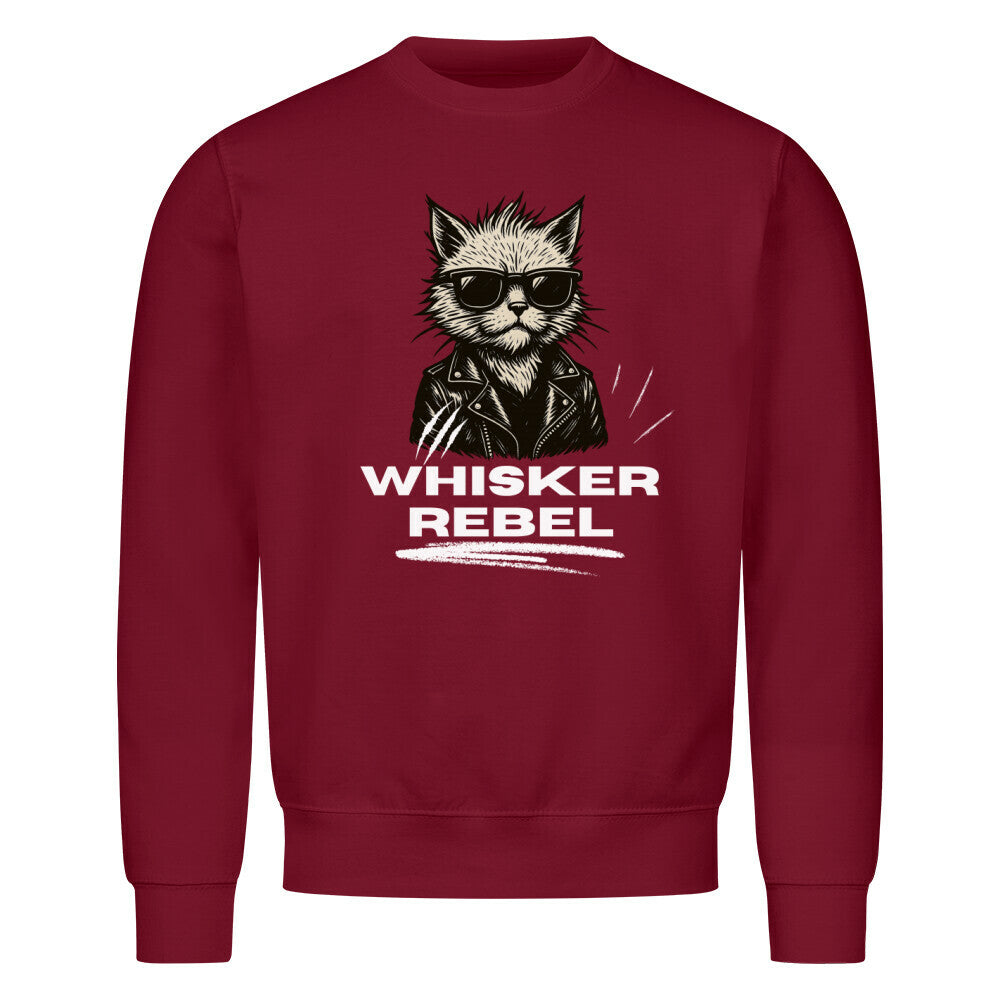 Rotes Sweatshirt mit Katzenaufdruck, Wisker Rebel,  für Katzenfans