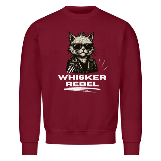 Rotes Sweatshirt mit Katzenaufdruck, Wisker Rebel,  für Katzenfans