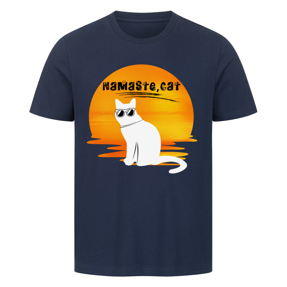 Katzen-Tshirt in Blau, Sonnenuntergang, Cat