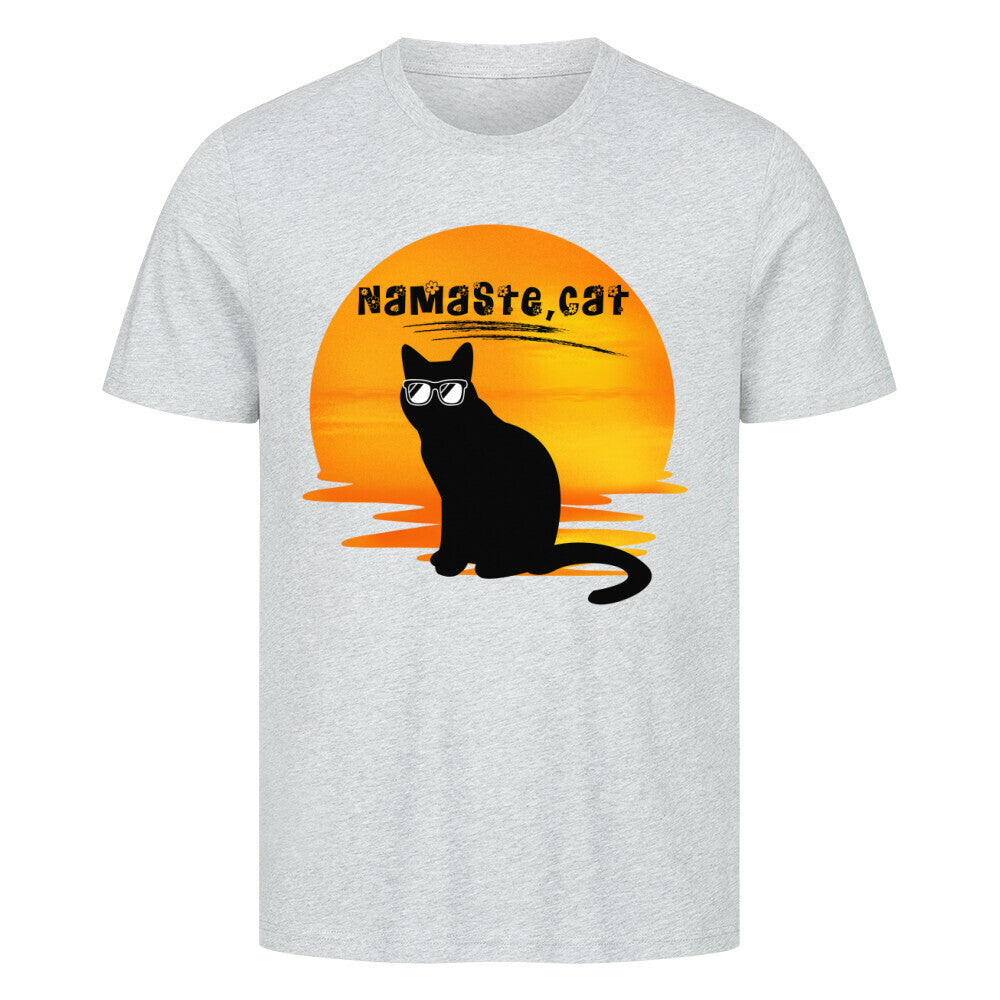 Katzen-Tshirt in grau, Sonnenuntergang, Cat
