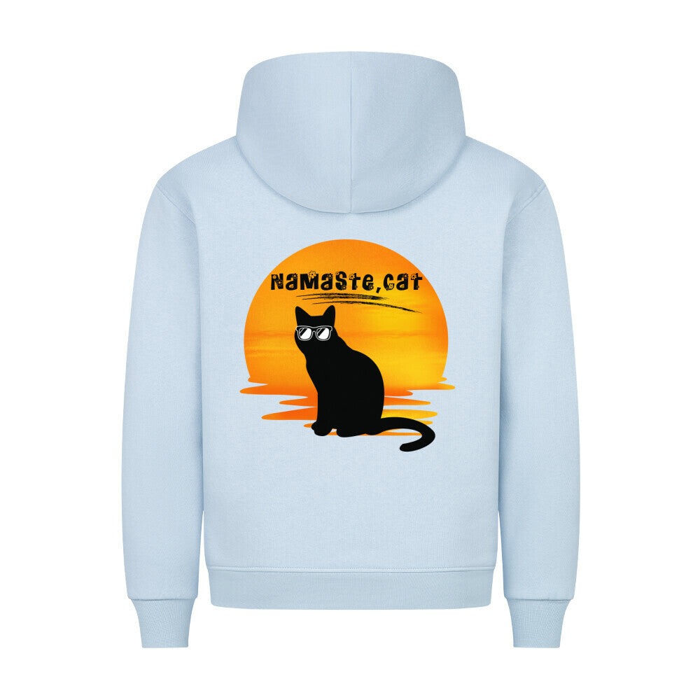 Katzen- Hoodie in Hellblau, Lustiges Katzenmotiv