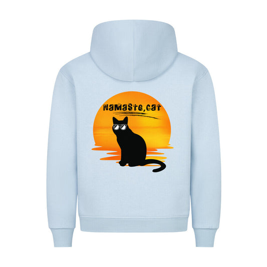 Katzen- Hoodie in Hellblau, Lustiges Katzenmotiv