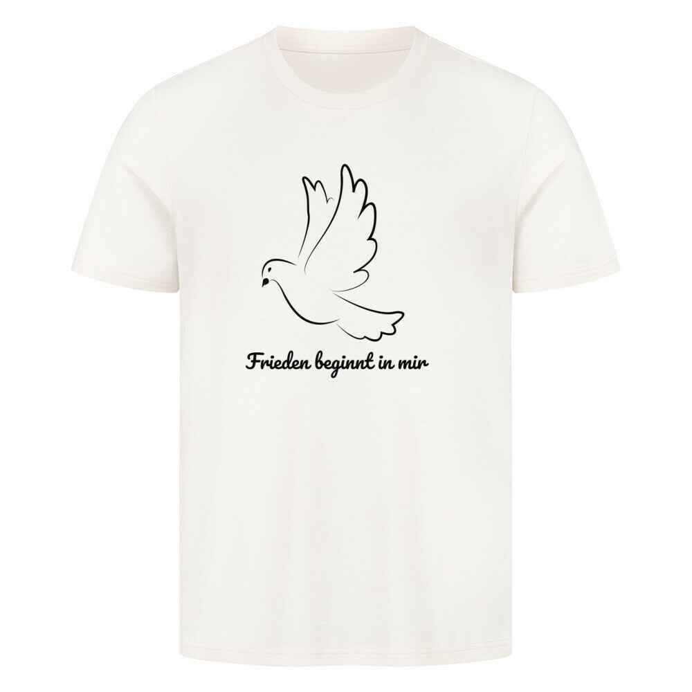 Licht im Herzen, Frieden beginnt in mir, Friedensshirt, spirituelles T-Shirt, Sabine Frieden Kollektion, positives Statement TShirt, Geschenk für Friedensfreunde, liebevolle Botschaft T-Shirt, Yoga Shirt, Achtsamkeit, Taube, Friedenstaube, göttliche Botschaftcolor: natural raw, Natural, Unisex