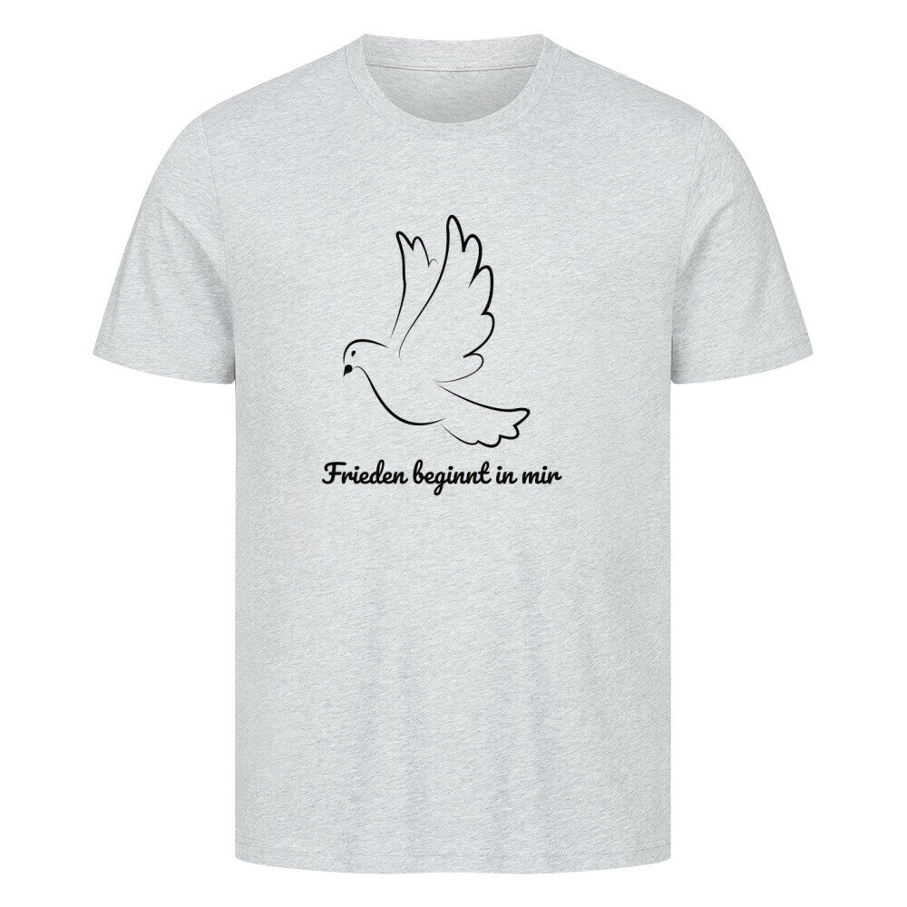 Licht im Herzen, Frieden beginnt in mir, Friedensshirt, spirituelles T-Shirt, Sabine Frieden Kollektion, positives Statement Shirt, Geschenk für Friedensfreunde, liebevolle Botschaft Shirt, Yoga Shirt, Achtsamkeit, Taube, Friedenstaube, göttliche Botschaftcolor: heather grey, Unisex