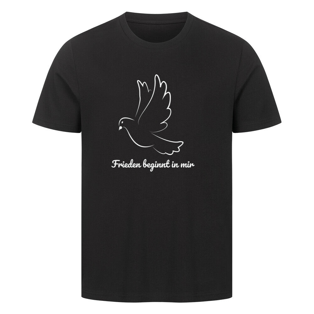 Licht im Herzen, Frieden beginnt in mir, Friedensshirt, spirituelles T-Shirt, Sabine Frieden Kollektion, positives Statement Shirt, Geschenk für Friedensfreunde, liebevolle Botschaft Shirt, Yoga Shirt, Achtsamkeit, Taube, Friedenstaube, göttliche Botschaft, color: schwarz, Unisex