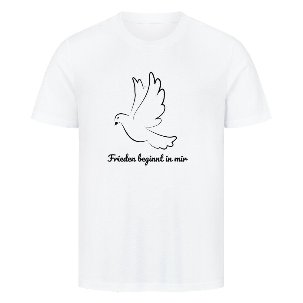 Licht im Herzen, Frieden beginnt in mir, Friedensshirt, spirituelles T-Shirt, Sabine Frieden Kollektion, positives Statement Shirt, Geschenk für Friedensfreunde, liebevolle Botschaft Shirt, Yoga Shirt, Achtsamkeit, Taube, Friedenstaube, göttliche Botschaft, color: weiß, Unisex