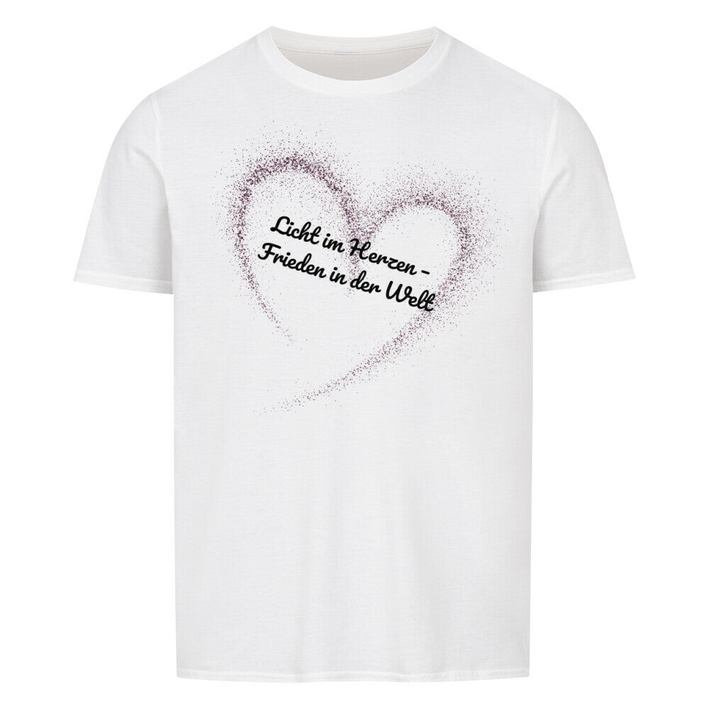 Licht im Herzen, Frieden in der Welt, Friedensshirt, spirituelles T-Shirt, Sabine Frieden Kollektion, positives Statement Shirt, Geschenk für Friedensfreunde, liebevolle Botschaft Shirt, Yoga Shirt, Achtsamkeit, color: weiß