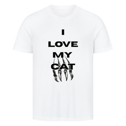 I Love, Katzenmotiv T-Shirt in weiß, purrshirt, Katzendesign für Katzenfreunde