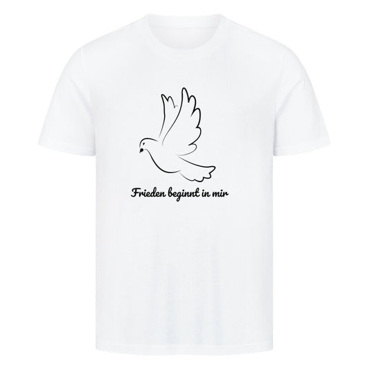 Licht im Herzen, Frieden beginnt in mir, Friedensshirt, spirituelles T-Shirt, Sabine Frieden Kollektion, positives Statement Shirt, Geschenk für Friedensfreunde, liebevolle Botschaft Shirt, Yoga Shirt, Achtsamkeit, Taube, Friedenstaube, göttliche Botschaft, color: weiß, Unisex